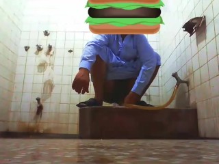 Hunk Pissing In Overturn Toilet